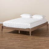 Baxton Studio Laure French Bohemian Antique Oak Finished Wood Full Size Platform Bed Frame