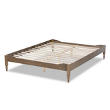 Baxton Studio Laure French Bohemian Weathered Grey Oak Finished Wood Queen Size Platform Bed Frame