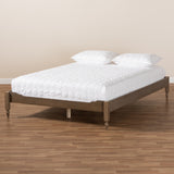 Baxton Studio Laure French Bohemian Weathered Grey Oak Finished Wood Queen Size Platform Bed Frame