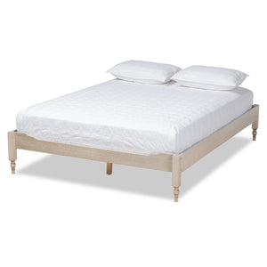 Baxton Studio Laure French Bohemian Antique White Oak Finished Wood Queen Size Platform Bed Frame