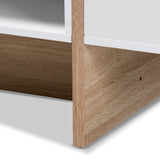 Baxton Studio Rasa Modern and Contemporary Two-Tone White and Oak Finished Wood Coffee Table