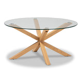 Lida Modern and Contemporary Glass and Wood Finished Coffee Table