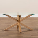 Baxton Studio Lida Modern and Contemporary Glass and Wood Finished Coffee Table