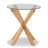 Baxton Studio Lida Modern and Contemporary Glass and Wood Finished End Table