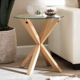 Baxton Studio Lida Modern and Contemporary Glass and Wood Finished End Table