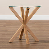 Baxton Studio Lida Modern and Contemporary Glass and Wood Finished End Table