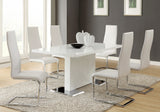 Anges Contemporary T-shaped Pedestal Dining Table Glossy White