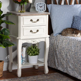 Baxton Studio Amalie Antique French Country Cottage Two-Tone White and Oak Finished 2-Drawer Wood Nightstand