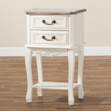 Baxton Studio Amalie Antique French Country Cottage Two-Tone White and Oak Finished 2-Drawer Wood Nightstand