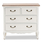 Baxton Studio Amalie Antique French Country Cottage Two-Tone White and Oak Finished 4-Drawer Accent Storage Cabinet