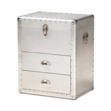 Serge French Industrial Silver Metal Accent Storage Chest