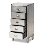 Baxton Studio Carel French Industrial Silver Metal 5-Drawer Accent Storage Cabinet