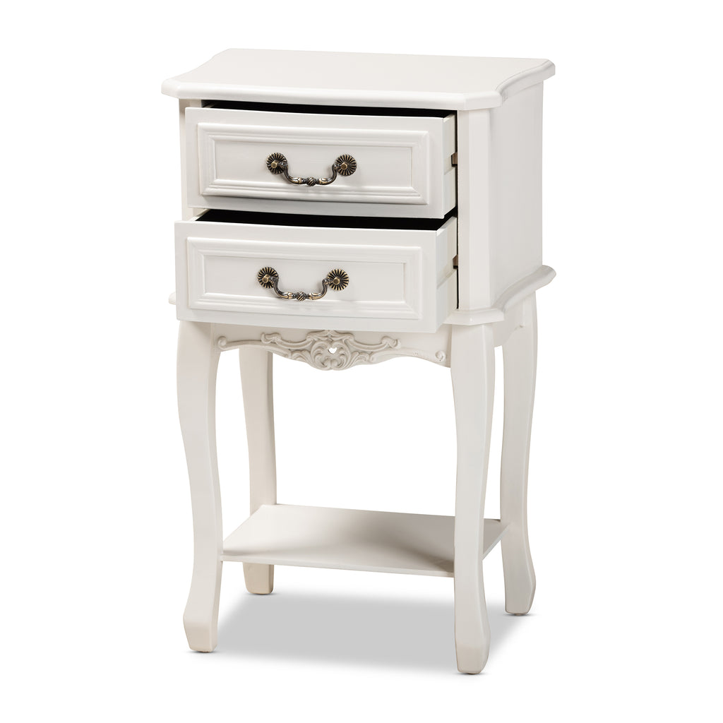 Baxton Studio Gabrielle Traditional French Country Provincial White-Finished 2-Drawer Wood Nightstand