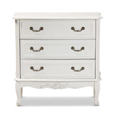 Baxton Studio Gabrielle Traditional French Country Provincial White-Finished 3-Drawer Wood Storage Cabinet