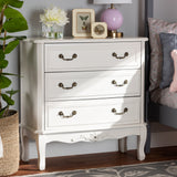 Baxton Studio Gabrielle Traditional French Country Provincial White-Finished 3-Drawer Wood Storage Cabinet