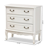 Baxton Studio Gabrielle Traditional French Country Provincial White-Finished 3-Drawer Wood Storage Cabinet