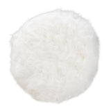 Baxton Studio Celia Modern and Contemporary White Faux Fur Upholstered Silver Metal Ottoman