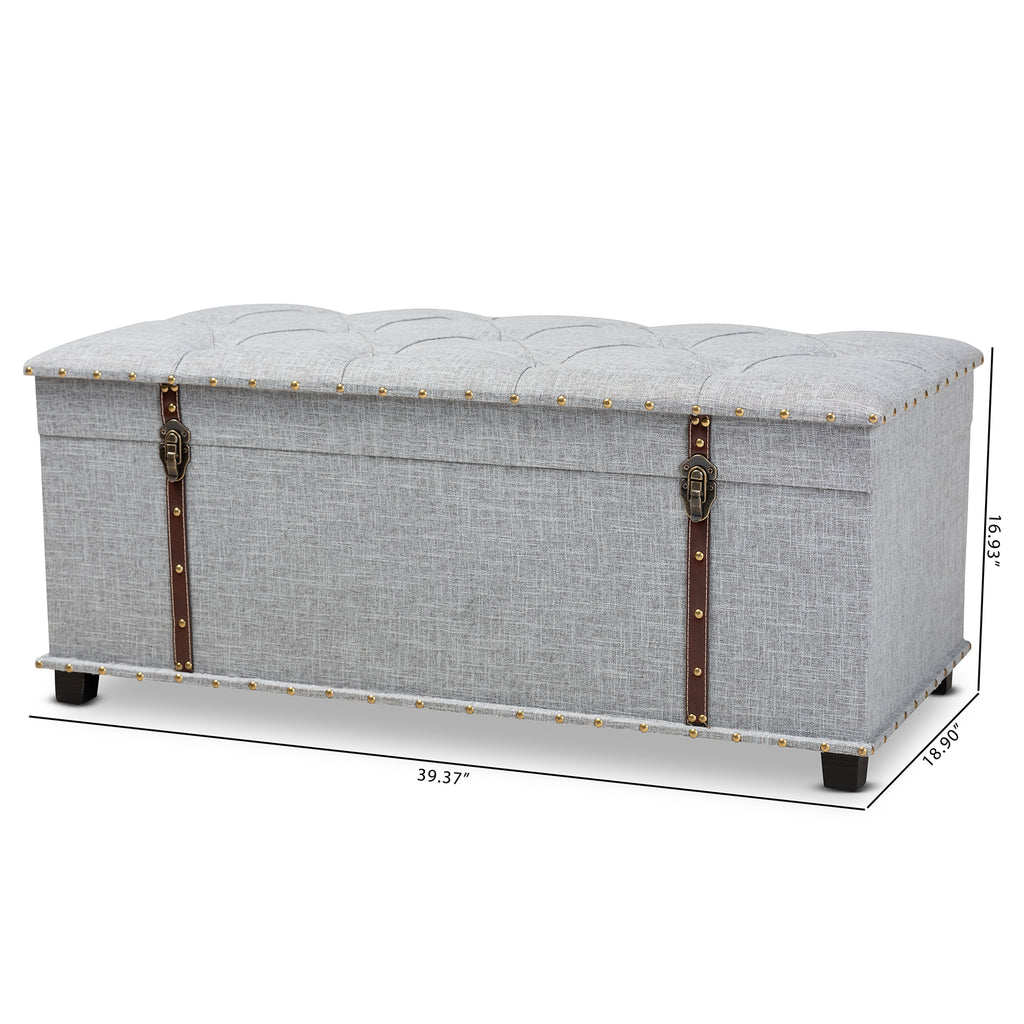 Kyra Modern Contemporary Fabric Upholstered Storage Trunk Ottoman