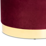 Baxton Studio Marisa Glam and Luxe Red Velvet Fabric Upholstered Gold Finished Storage Ottoman