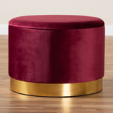 Baxton Studio Marisa Glam and Luxe Red Velvet Fabric Upholstered Gold Finished Storage Ottoman