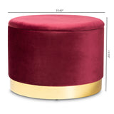 Baxton Studio Marisa Glam and Luxe Red Velvet Fabric Upholstered Gold Finished Storage Ottoman