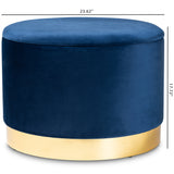 Baxton Studio Marisa Glam and Luxe Navy Blue Velvet Fabric Upholstered Gold Finished Storage Ottoman