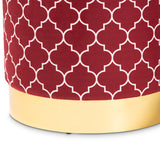 Baxton Studio Serra Glam and Luxe Red Quatrefoil Velvet Fabric Upholstered Gold Finished Metal Storage Ottoman