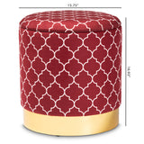 Baxton Studio Serra Glam and Luxe Red Quatrefoil Velvet Fabric Upholstered Gold Finished Metal Storage Ottoman