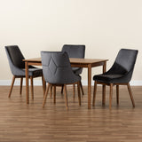 Baxton Studio Gilmore Modern and Contemporary Grey Velvet Fabric Upholstered and Walnut Brown Finished Wood 5-Piece Dining Set