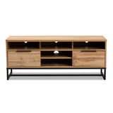 Baxton Studio Reid Modern and Contemporary Industrial Oak Finished Wood and Black Metal 2-Drawer TV Stand