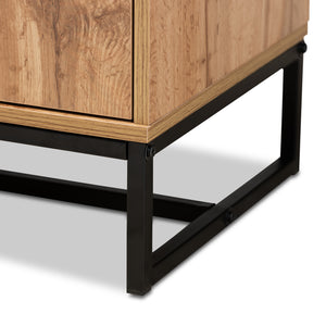 Baxton Studio Reid Modern and Contemporary Industrial Oak Finished Wood and Black Metal 3-Drawer Sideboard Buffet