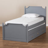 Baxton Studio Mariana Traditional Transitional Grey Finished Wood Twin Size 3-Drawer Storage Bed with Pull-Out Trundle Bed