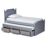 Baxton Studio Mariana Traditional Transitional Grey Finished Wood Twin Size 3-Drawer Storage Bed with Pull-Out Trundle Bed