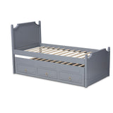 Baxton Studio Mariana Traditional Transitional Grey Finished Wood Twin Size 3-Drawer Storage Bed with Pull-Out Trundle Bed