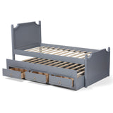 Baxton Studio Mariana Traditional Transitional Grey Finished Wood Twin Size 3-Drawer Storage Bed with Pull-Out Trundle Bed