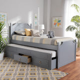 Baxton Studio Mariana Traditional Transitional Grey Finished Wood Twin Size 3-Drawer Storage Bed with Pull-Out Trundle Bed