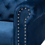 Baxton Studio Emma Traditional and Transitional Navy Blue Velvet Fabric Upholstered and Button Tufted Chesterfield Sofa