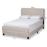 Baxton Studio Annalisa Modern Transitional Beige Fabric Upholstered Button Tufted King Size Panel Bed