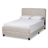 Annalisa Modern Transitional Beige Fabric Upholstered Button Tufted King Size Panel Bed