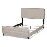 Baxton Studio Annalisa Modern Transitional Beige Fabric Upholstered Button Tufted Queen Size Panel Bed