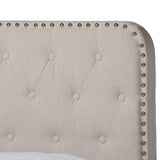 Baxton Studio Annalisa Modern Transitional Beige Fabric Upholstered Button Tufted King Size Panel Bed