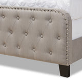 Baxton Studio Annalisa Modern Transitional Grey Fabric Upholstered Button Tufted King Size Panel Bed