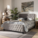 Baxton Studio Annalisa Modern Transitional Grey Fabric Upholstered Button Tufted King Size Panel Bed