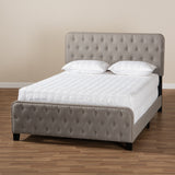 Baxton Studio Annalisa Modern Transitional Grey Fabric Upholstered Button Tufted King Size Panel Bed