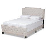 Marion Modern Transitional Beige Fabric Upholstered Button Tufted Queen Size Panel Bed