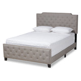 Marion Modern Transitional Grey Fabric Upholstered Button Tufted King Size Panel Bed