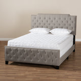 Baxton Studio Marion Modern Transitional Grey Fabric Upholstered Button Tufted King Size Panel Bed