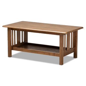 Baxton Studio Rylie Traditional Transitional Mission Style Walnut Brown Finished Rectangular Wood Coffee Table