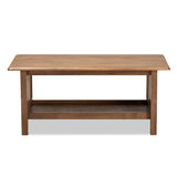 Baxton Studio Rylie Traditional Transitional Mission Style Walnut Brown Finished Rectangular Wood Coffee Table