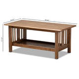 Baxton Studio Rylie Traditional Transitional Mission Style Walnut Brown Finished Rectangular Wood Coffee Table